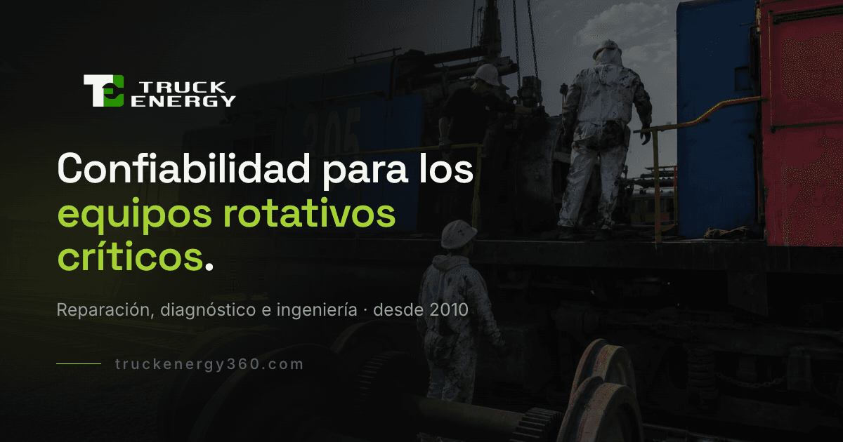 Truck Energy: reparación de motores de tracción y equipos rotativos, con fotografía del taller ferroviario